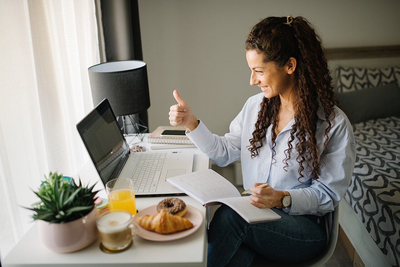 A woman working at a desk